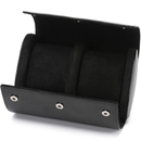 Porta Relógios de Couro Preto 2 Lugares