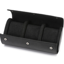 Porta Relógios de Couro Preto 3 Lugares